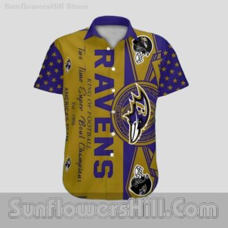 Baltimore Ravens Gold Purple Championship Graphic Short Sleeve Shirt for Unisex Fan Pride
