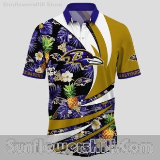 Baltimore Ravens Gold Wave Button Up Shirt for Game Day and Casual Fridays