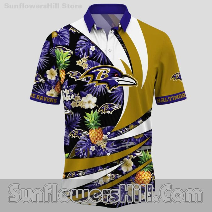 Baltimore Ravens Gold Wave Button Up Shirt for Game Day and Casual Fridays