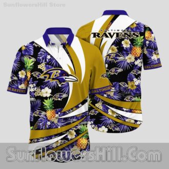 Baltimore Ravens Gold Wave Button Up Shirt for Game Day and Casual Fridays