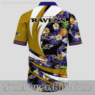 Baltimore Ravens Gold Wave Button Up Shirt for Game Day and Casual Fridays