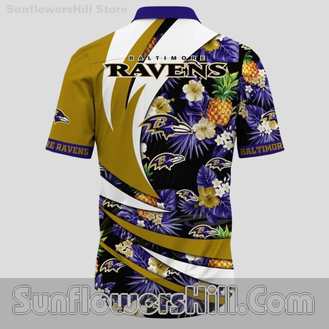 Baltimore Ravens Gold Wave Button Up Shirt for Game Day and Casual Fridays