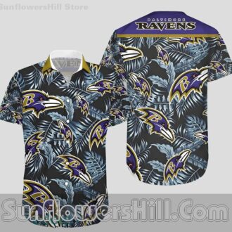 Baltimore Ravens Hibiscus Aloha Shirt for Gameday Crew Hangouts