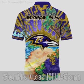Baltimore Ravens Lightning Burst Aloha Shirt for Beach Trips and Weekends