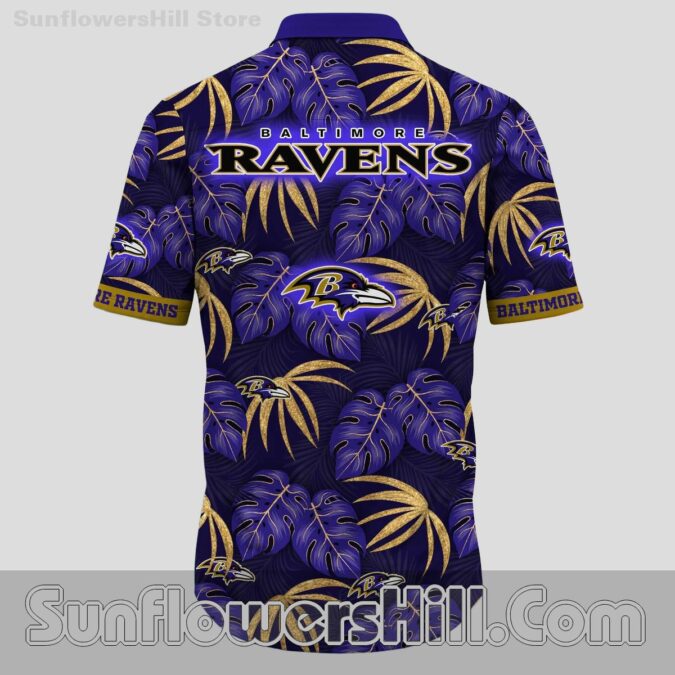 Baltimore Ravens Monstera Pattern Short Sleeve Shirt for Beach Trips