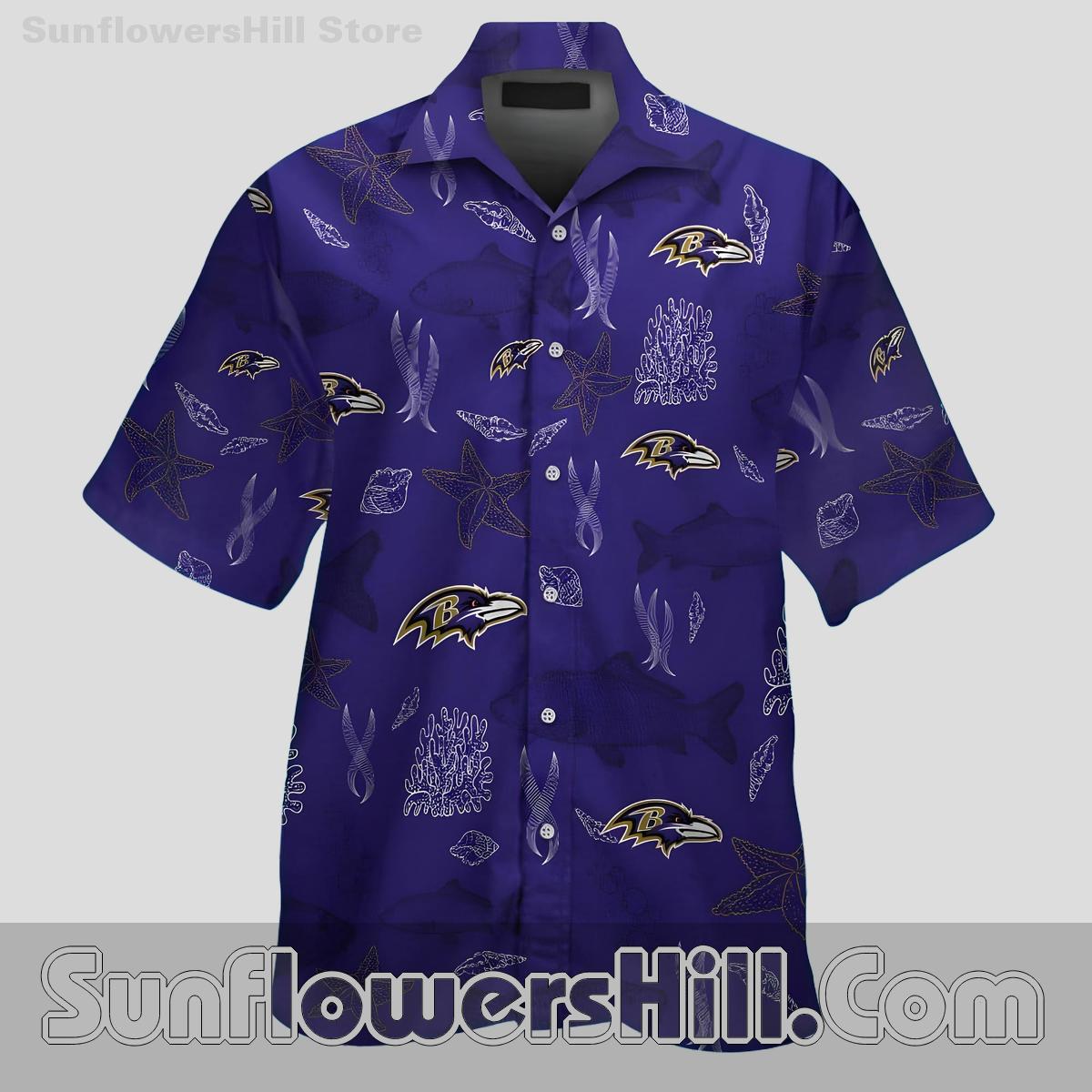 Baltimore Ravens Ocean Starfish Hawaiian Shirt for Summer Beach Days
