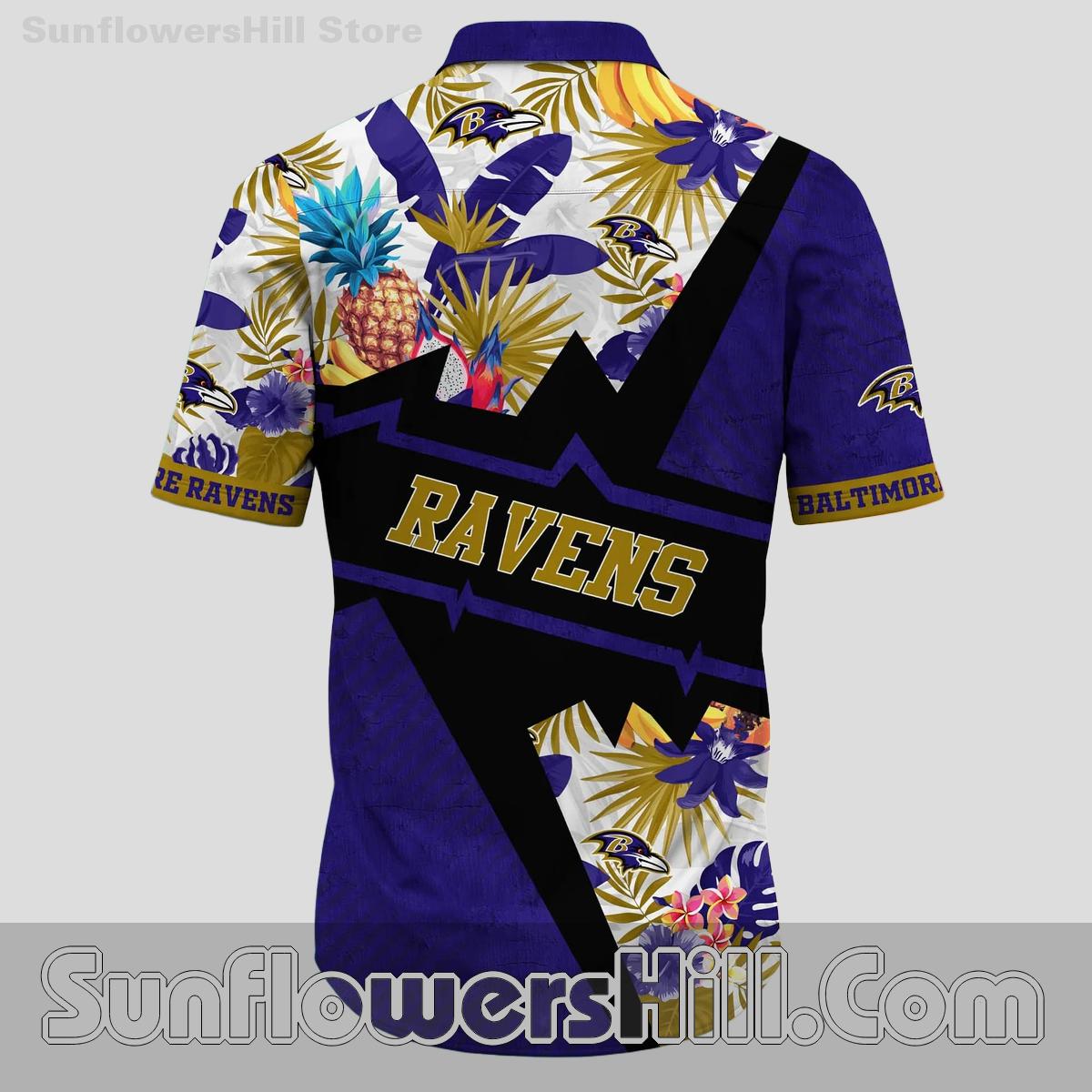 Baltimore Ravens Pineapple Burst Hawaiian Shirt for Beach Days and Backyard BBQs