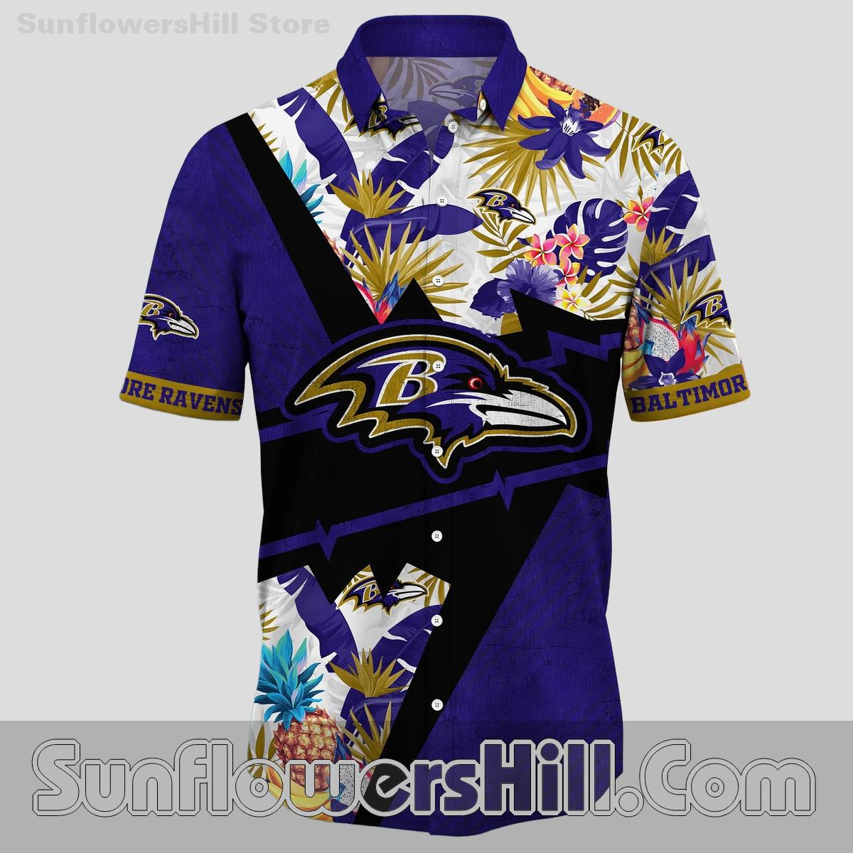 Baltimore Ravens Pineapple Burst Hawaiian Shirt for Beach Days and Backyard BBQs