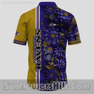 Baltimore Ravens Purple Blossom Hawaiian Shirt for Summer Beach Trips