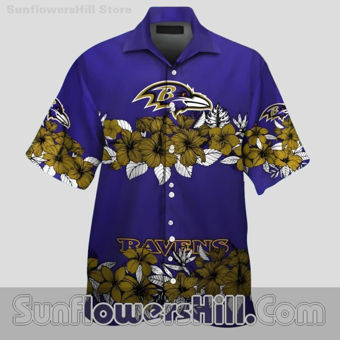 Baltimore Ravens Purple Floral Button Up Shirt for Father’s Day or Tailgates