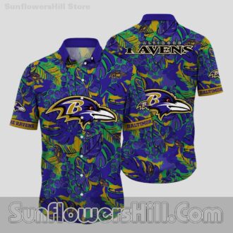 Baltimore Ravens Purple Jungle Button Up Shirt for Ravens Fans and Friends