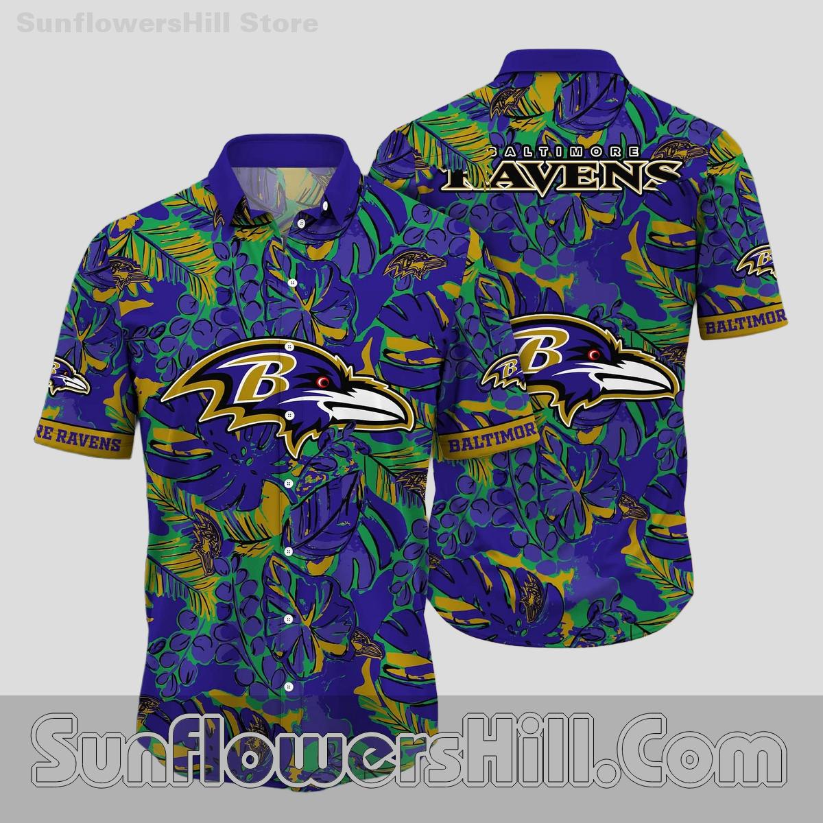Baltimore Ravens Purple Jungle Button Up Shirt for Ravens Fans and Friends