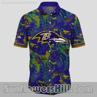Baltimore Ravens Purple Jungle Button Up Shirt for Ravens Fans and Friends
