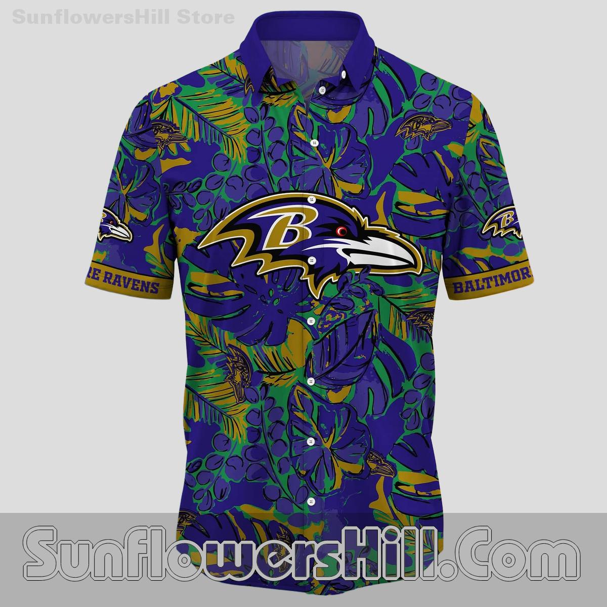 Baltimore Ravens Purple Jungle Button Up Shirt for Ravens Fans and Friends