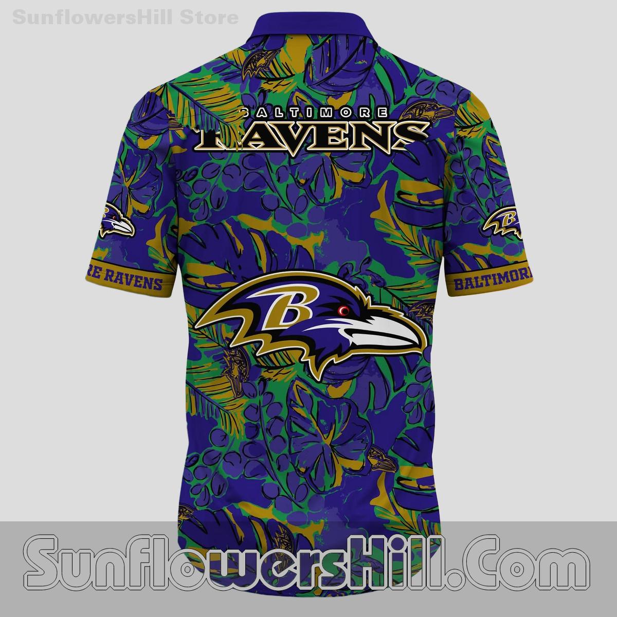 Baltimore Ravens Purple Jungle Button Up Shirt for Ravens Fans and Friends