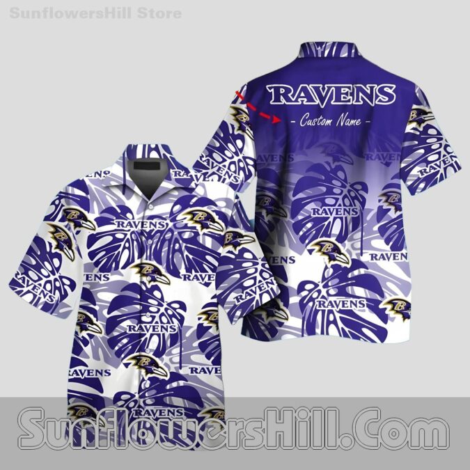 Baltimore Ravens Purple Monstera Leaf Hawaiian Shirt for Summer Game Day Fans