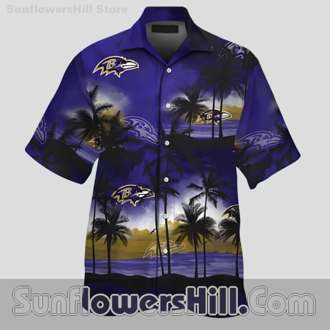 Baltimore Ravens Purple Ocean View Casual Shirt for Game Day or Beach Trips