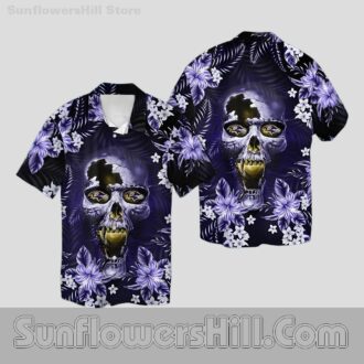 Baltimore Ravens Purple Skull Hawaiian Shirt for Game Day and Tailgate Fans