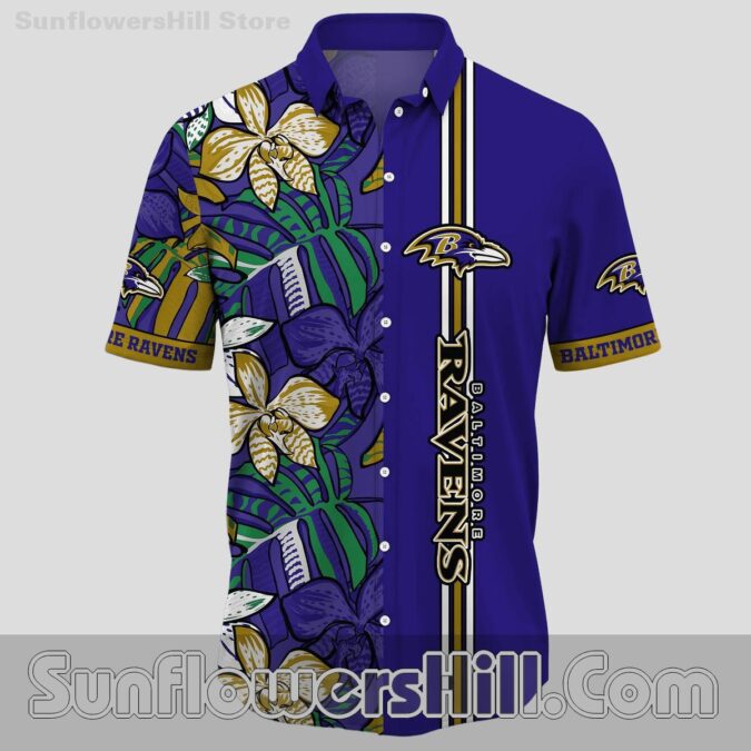 Baltimore Ravens Purple Split Design Casual Shirt for Game Day or Everyday Wear