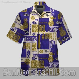 Baltimore Ravens Purple Tribal Print Button Up Shirt for Game Day Fans