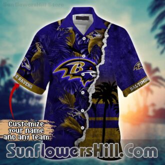 Baltimore Ravens Split Design Hawaiian Shirt for Casual Summer Wear