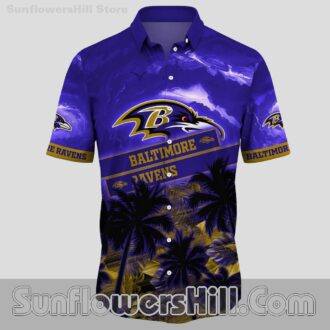 Baltimore Ravens Stormy Palm Hawaiian Shirt for Beach Trips and Game Day Vibes