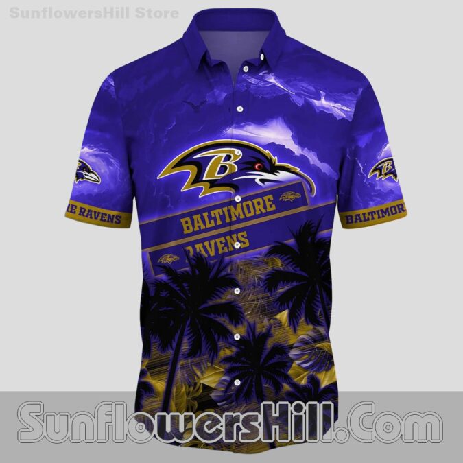 Baltimore Ravens Stormy Palm Hawaiian Shirt for Beach Trips and Game Day Vibes