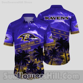 Baltimore Ravens Stormy Palm Hawaiian Shirt for Beach Trips and Game Day Vibes