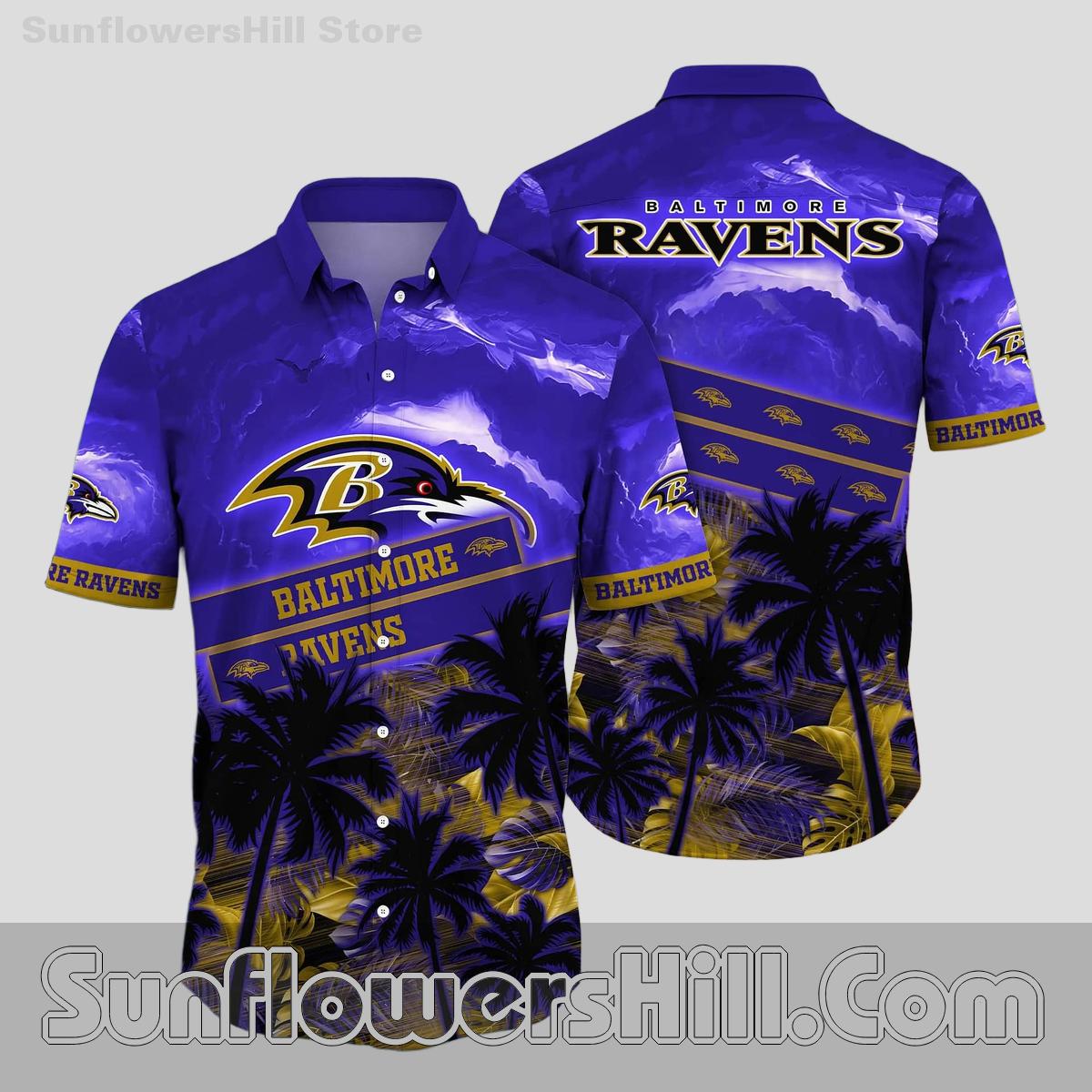 Baltimore Ravens Stormy Palm Hawaiian Shirt for Beach Trips and Game Day Vibes