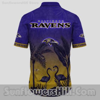Baltimore Ravens Sunset Flamingo Hawaiian Shirt for Beach Trips and Game Day