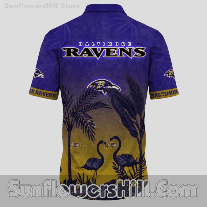 Baltimore Ravens Sunset Flamingo Hawaiian Shirt for Beach Trips and Game Day