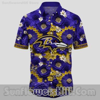 Baltimore Ravens Tropical Floral Casual Shirt for Backyard BBQs