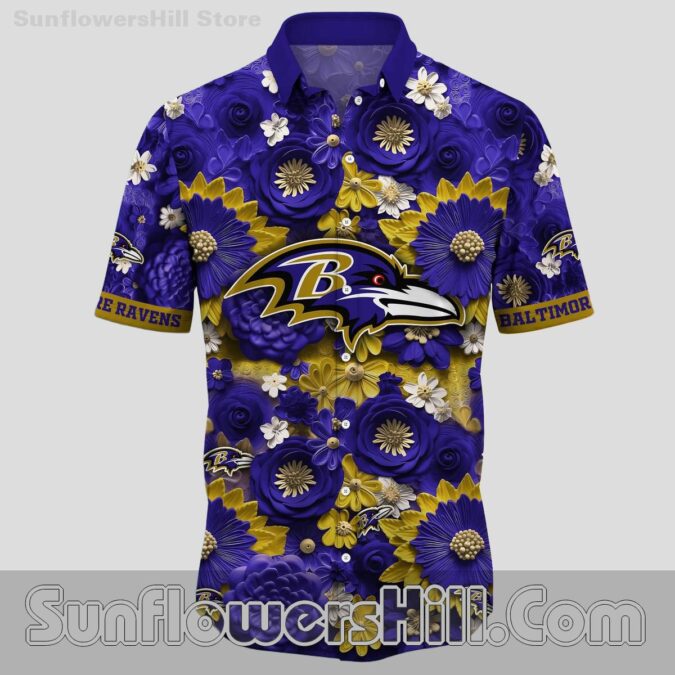 Baltimore Ravens Tropical Floral Casual Shirt for Backyard BBQs