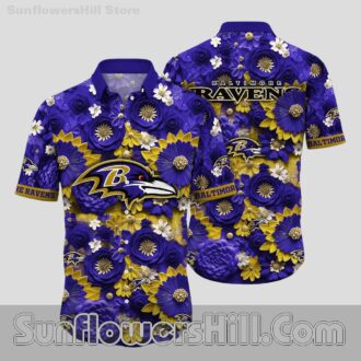 Baltimore Ravens Tropical Floral Casual Shirt for Backyard BBQs