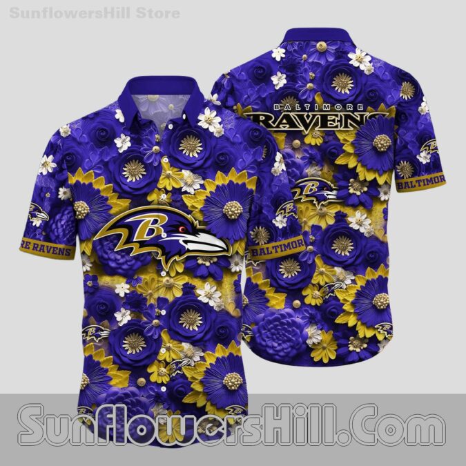 Baltimore Ravens Tropical Floral Casual Shirt for Backyard BBQs