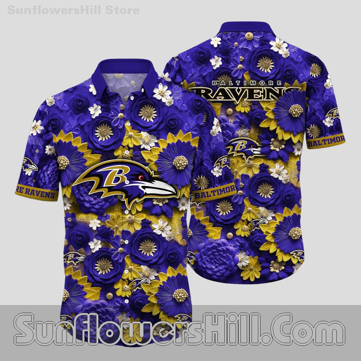 Baltimore Ravens Tropical Floral Casual Shirt for Backyard BBQs