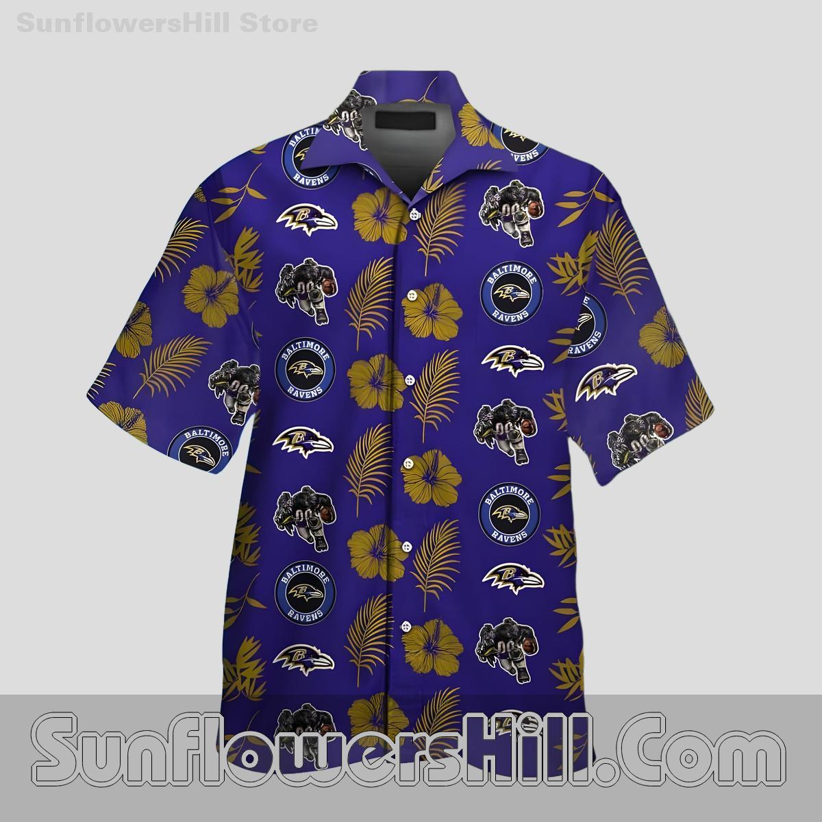 Baltimore Ravens Tropical Logo Casual Shirt for Father’s Day or Weekend Wear