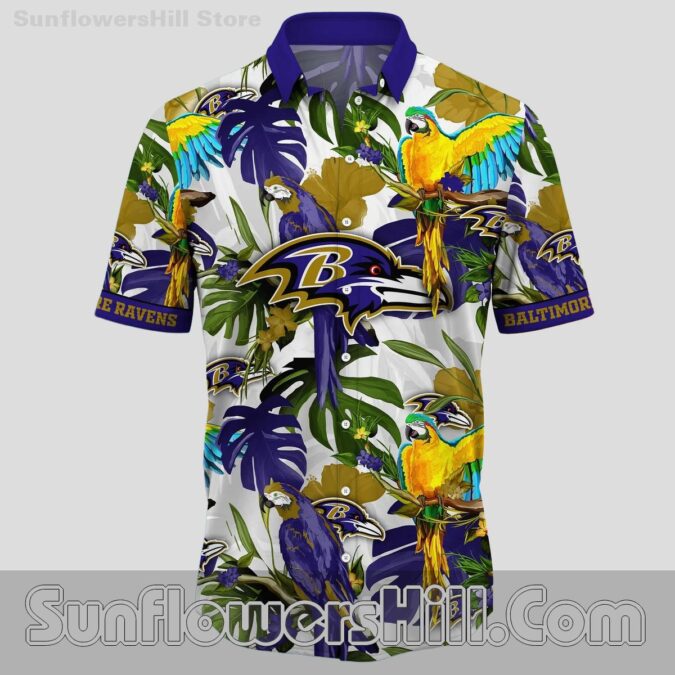 Baltimore Ravens Tropical Parrot Hawaiian Shirt for Beach Days or Summer Cookouts
