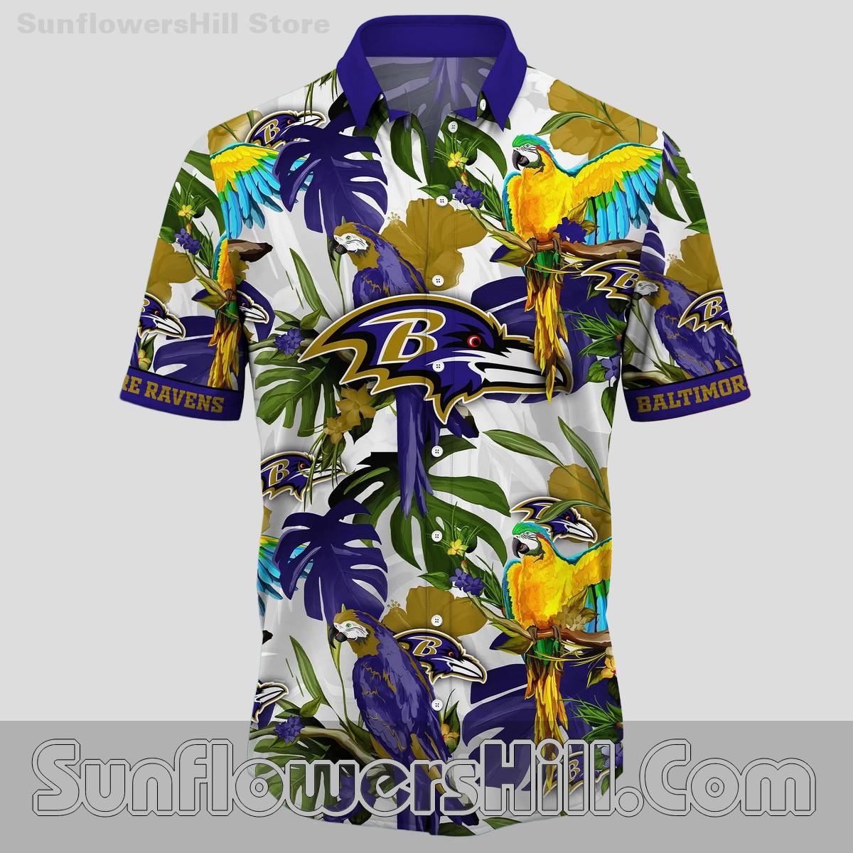 Baltimore Ravens Tropical Parrot Hawaiian Shirt for Beach Days or Summer Cookouts