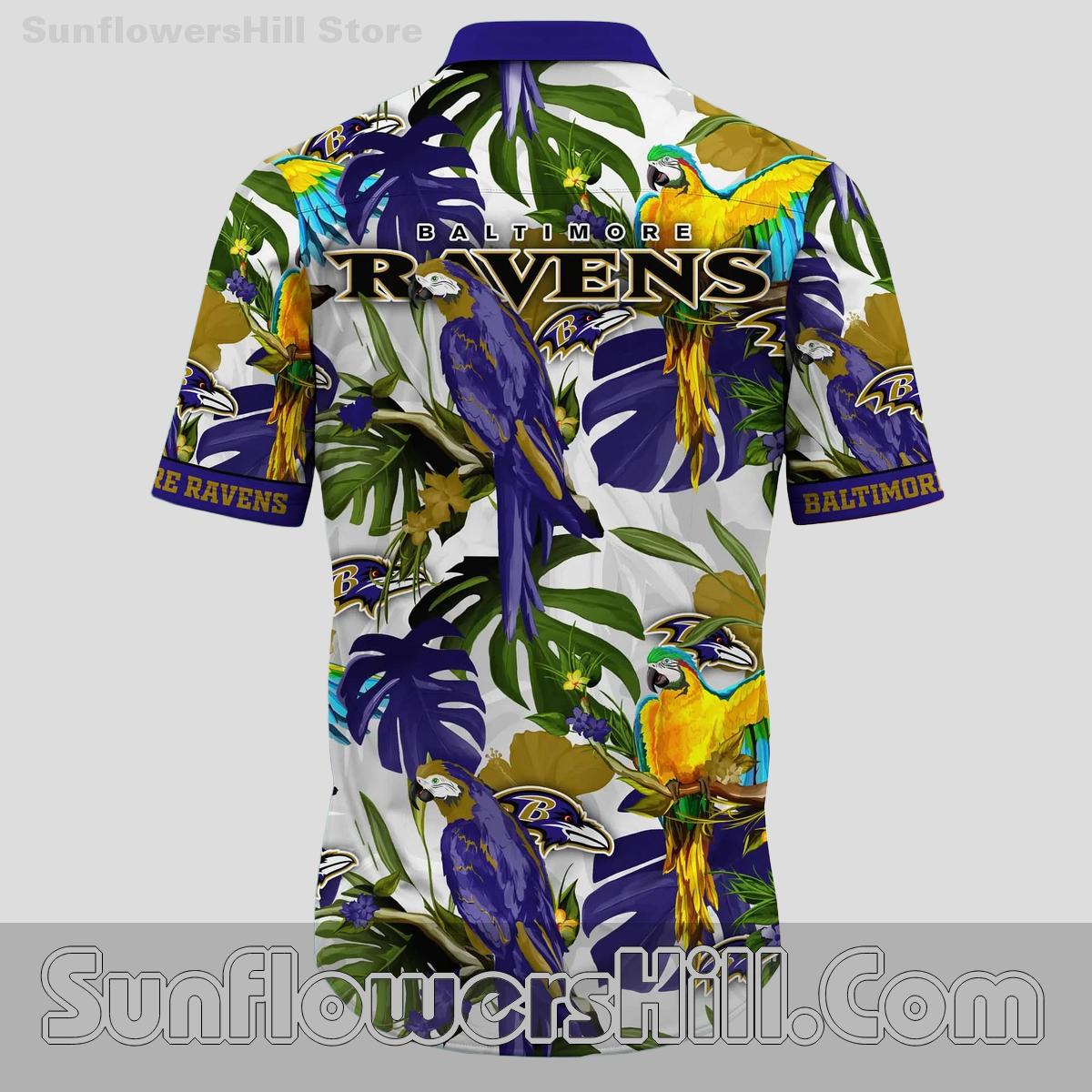 Baltimore Ravens Tropical Parrot Hawaiian Shirt for Beach Days or Summer Cookouts