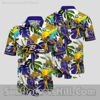 Baltimore Ravens Tropical Parrot Hawaiian Shirt for Beach Days or Summer Cookouts