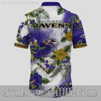 Baltimore Ravens Watercolor Floral Hawaiian Shirt for Beach Days and Backyard BBQs