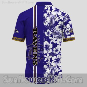 Baltimore Ravens White Tropical Print Casual Shirt for Tailgates and Weekends