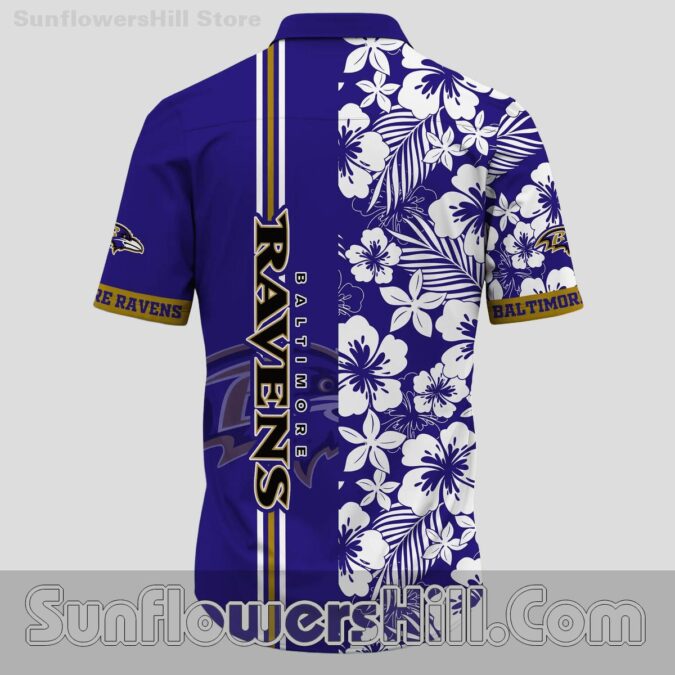 Baltimore Ravens White Tropical Print Casual Shirt for Tailgates and Weekends