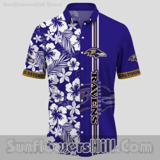 Baltimore Ravens White Tropical Print Casual Shirt for Tailgates and Weekends