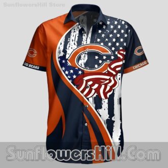 Chicago Bears American Flag Hawaiian Shirt for Fourth of July Tailgates