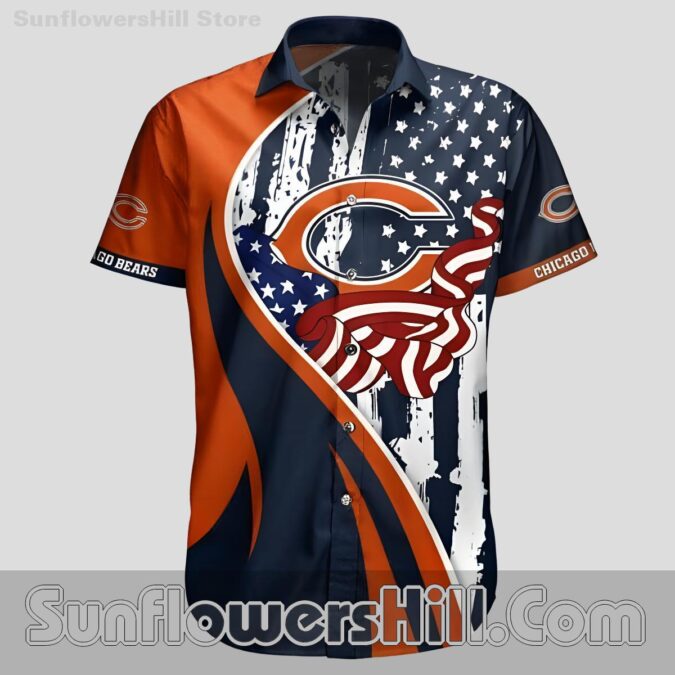 Chicago Bears American Flag Hawaiian Shirt for Fourth of July Tailgates