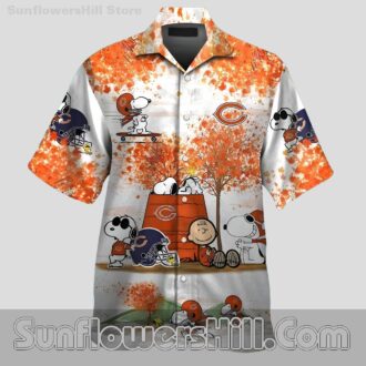 Chicago Bears Autumn Leaf Hawaiian Shirt for Cartoon Loving Fans