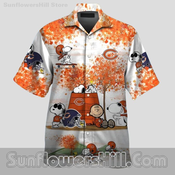 Chicago Bears Autumn Leaf Hawaiian Shirt for Cartoon Loving Fans