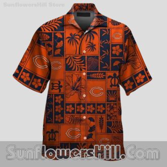 Chicago Bears Block Pattern Hawaiian Shirt for Beach Days and Game Day Vibes
